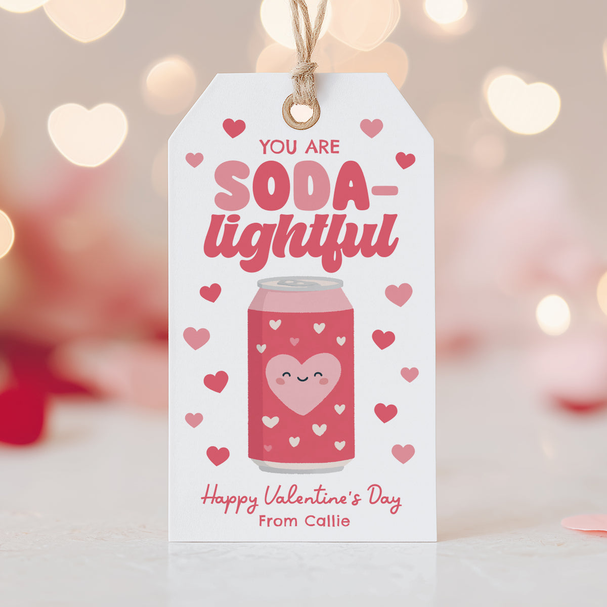 Soda Valentine's Tag Template