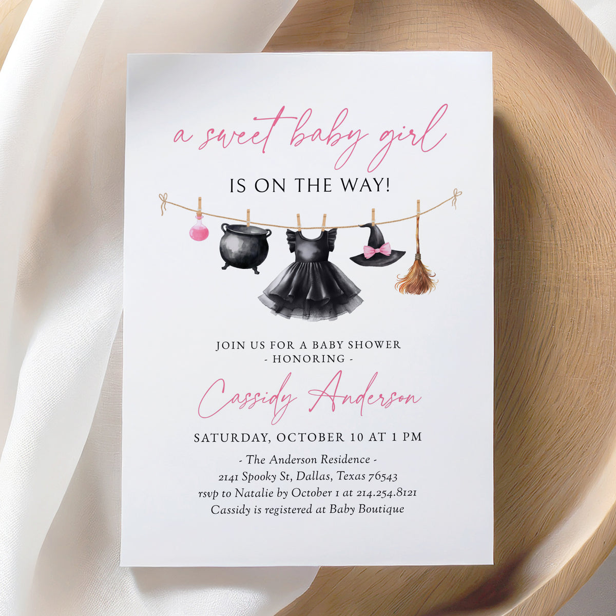 Witch Baby Shower Invitation Template