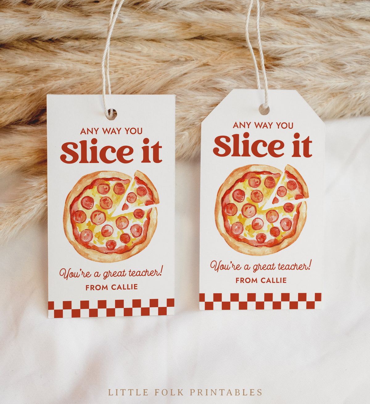 Pizza Teacher Appreciation Tag Template