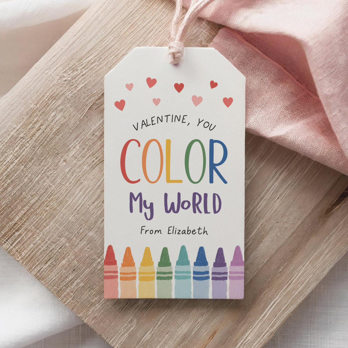 Crayon Valentine's Tag Template
