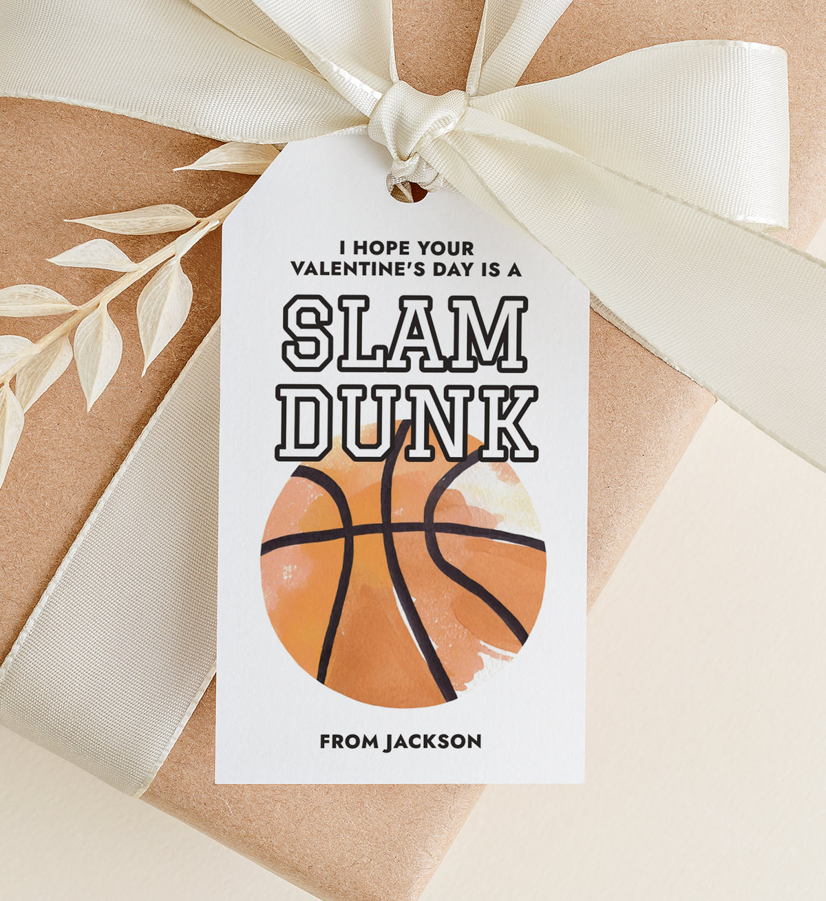 Basketball Valentine's Tag Template