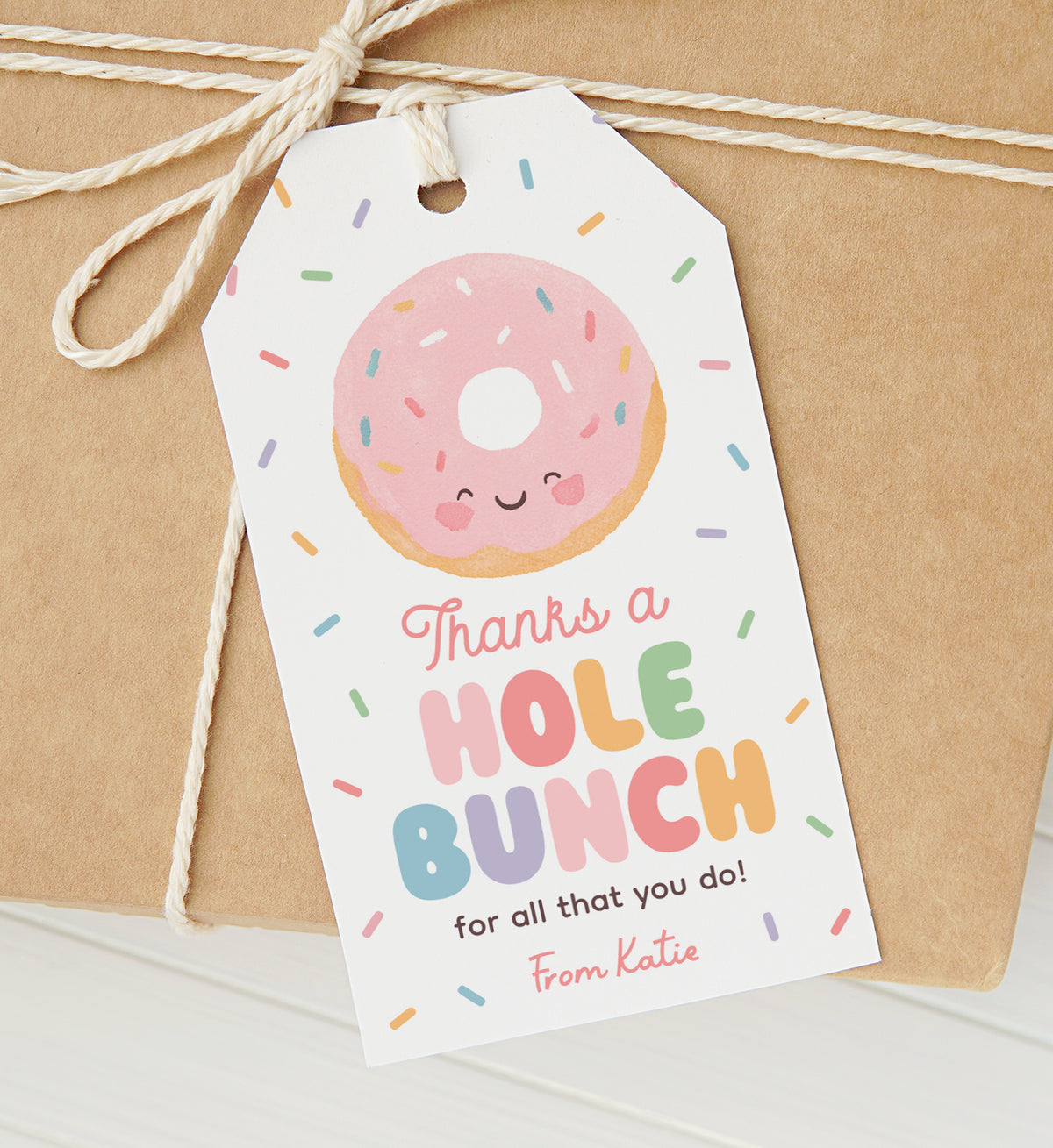 Thanks a Hole Bunch Donut Teacher Appreciation Tag Template