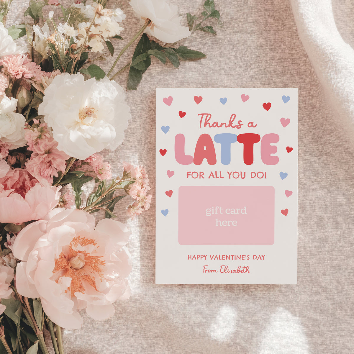 Thanks a Latte Valentine's Gift Card Holder Template