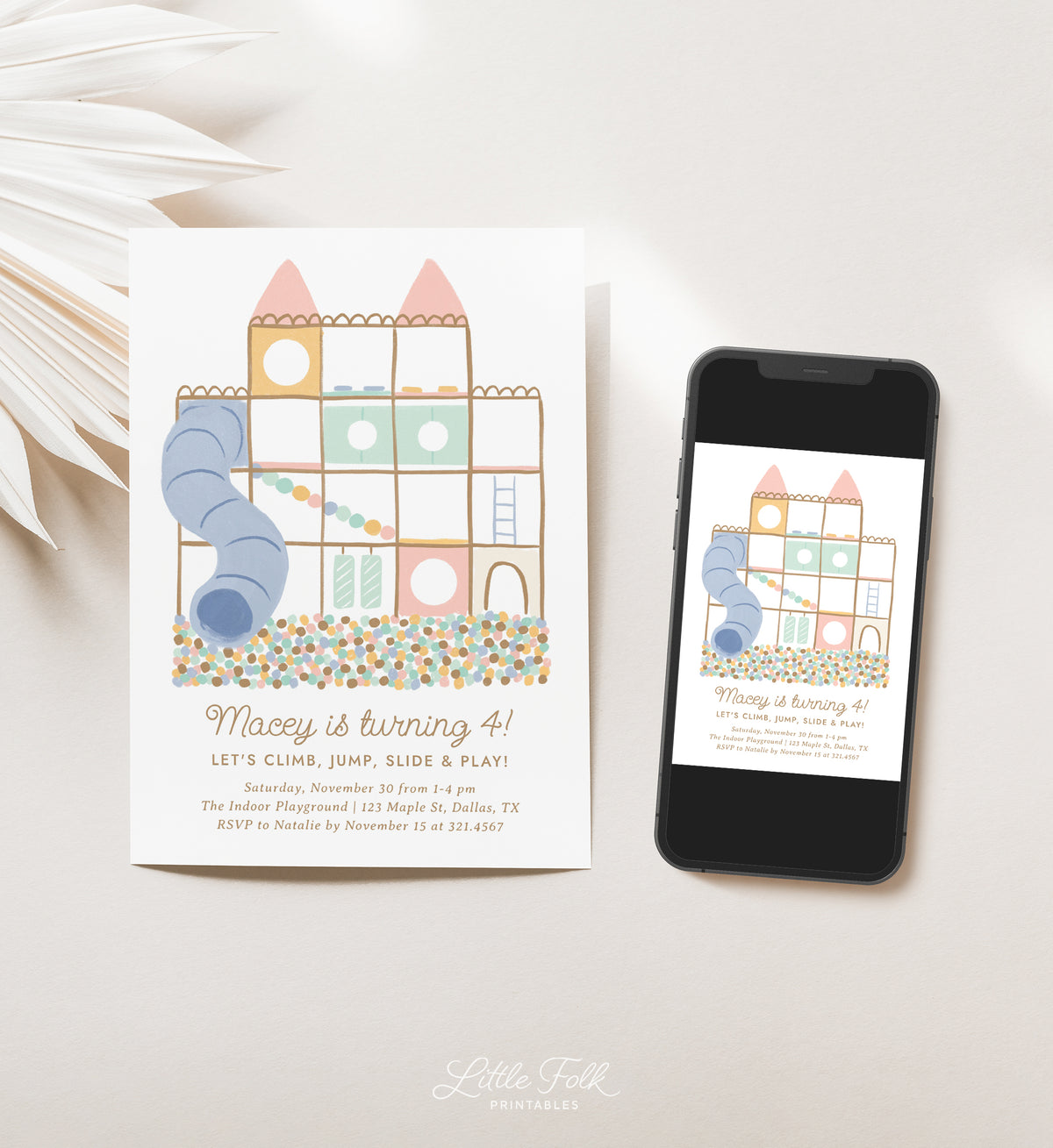 Pastel Indoor Playground Birthday Invitation