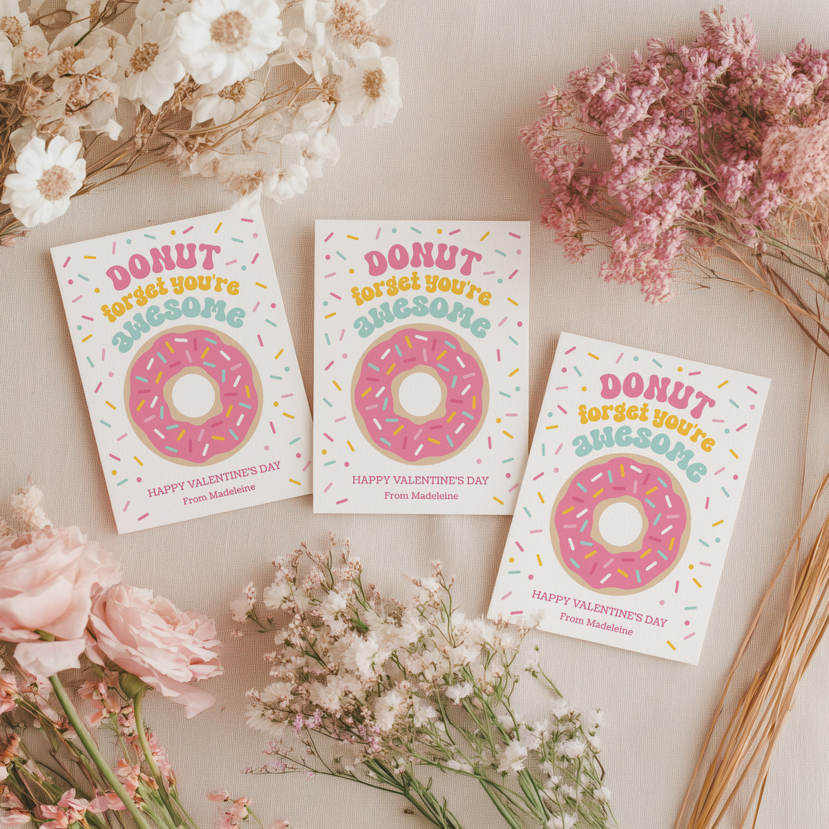 Pink Donut Valentine's Card Template