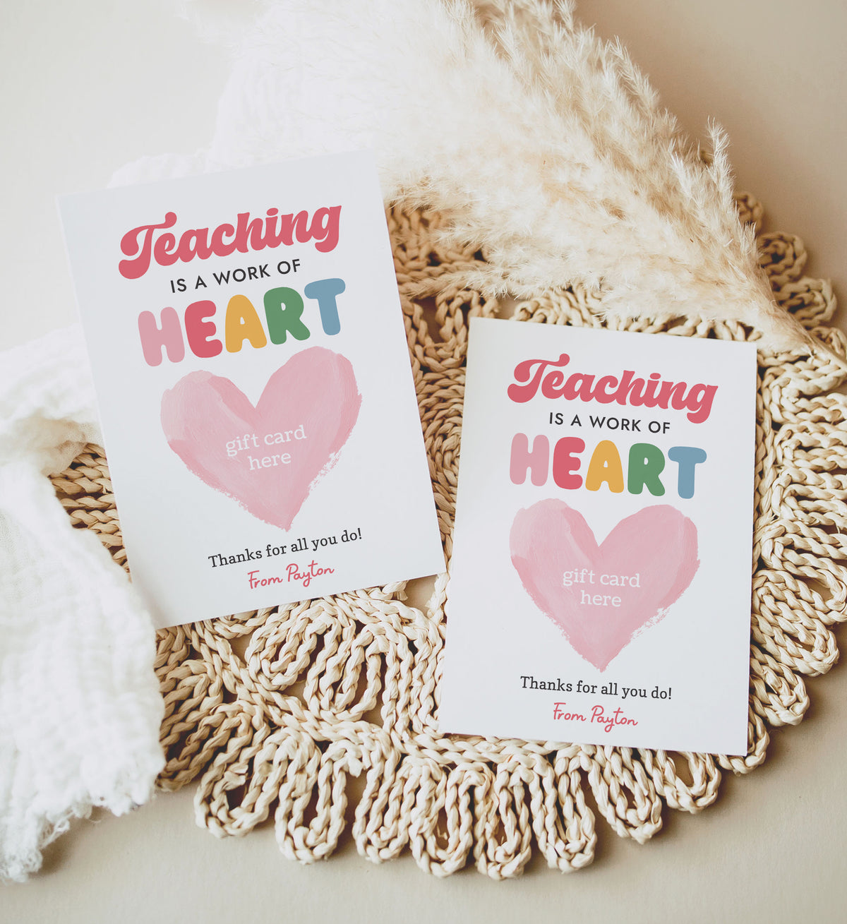 Teaching is a Work of Heart Gift Card Holder Template