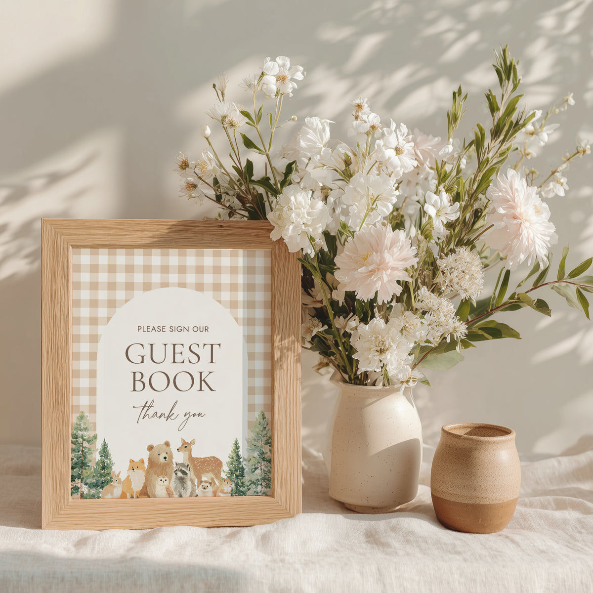 Woodland Gingham Baby Shower Sign Bundle