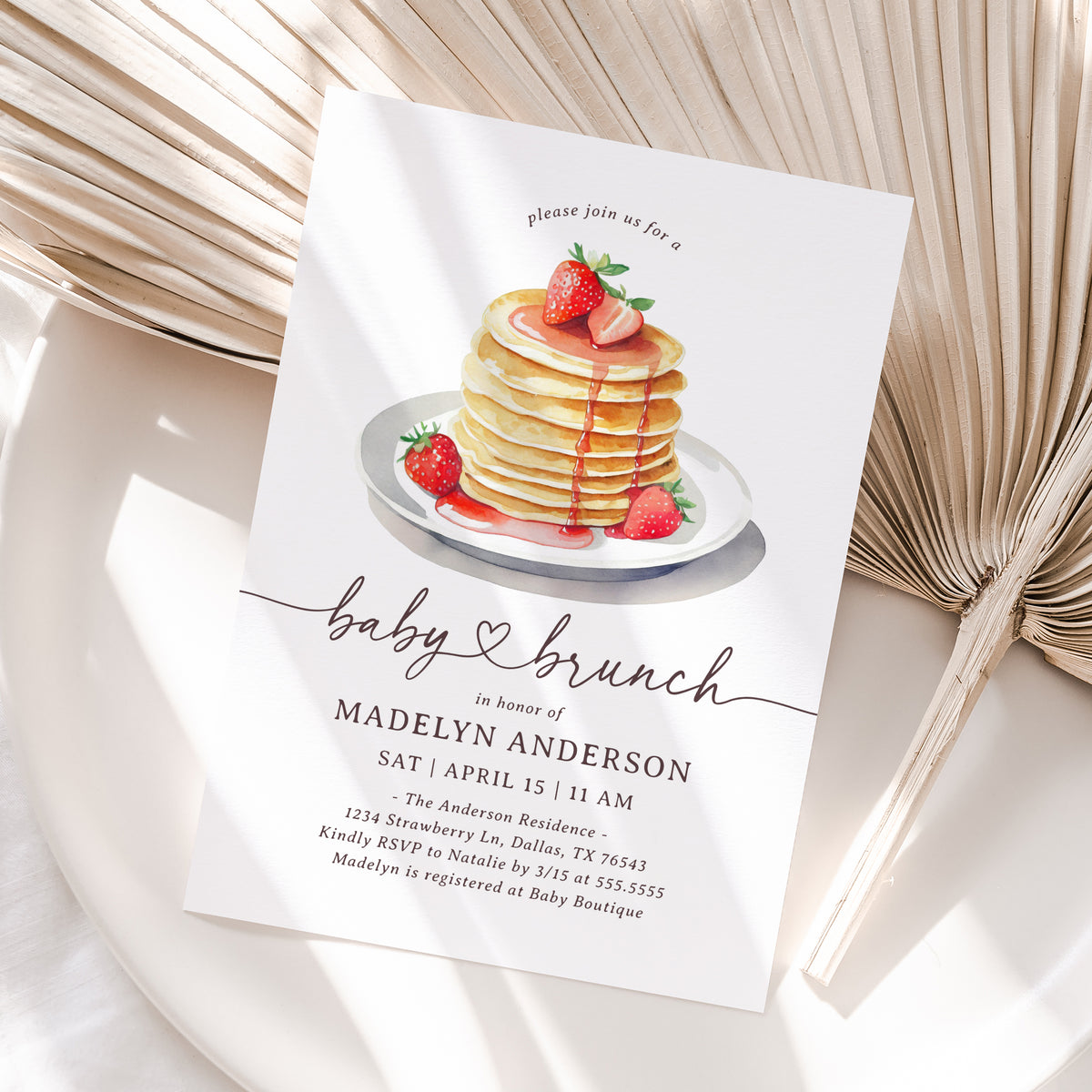 Pancake Brunch Baby Shower Invitation Template