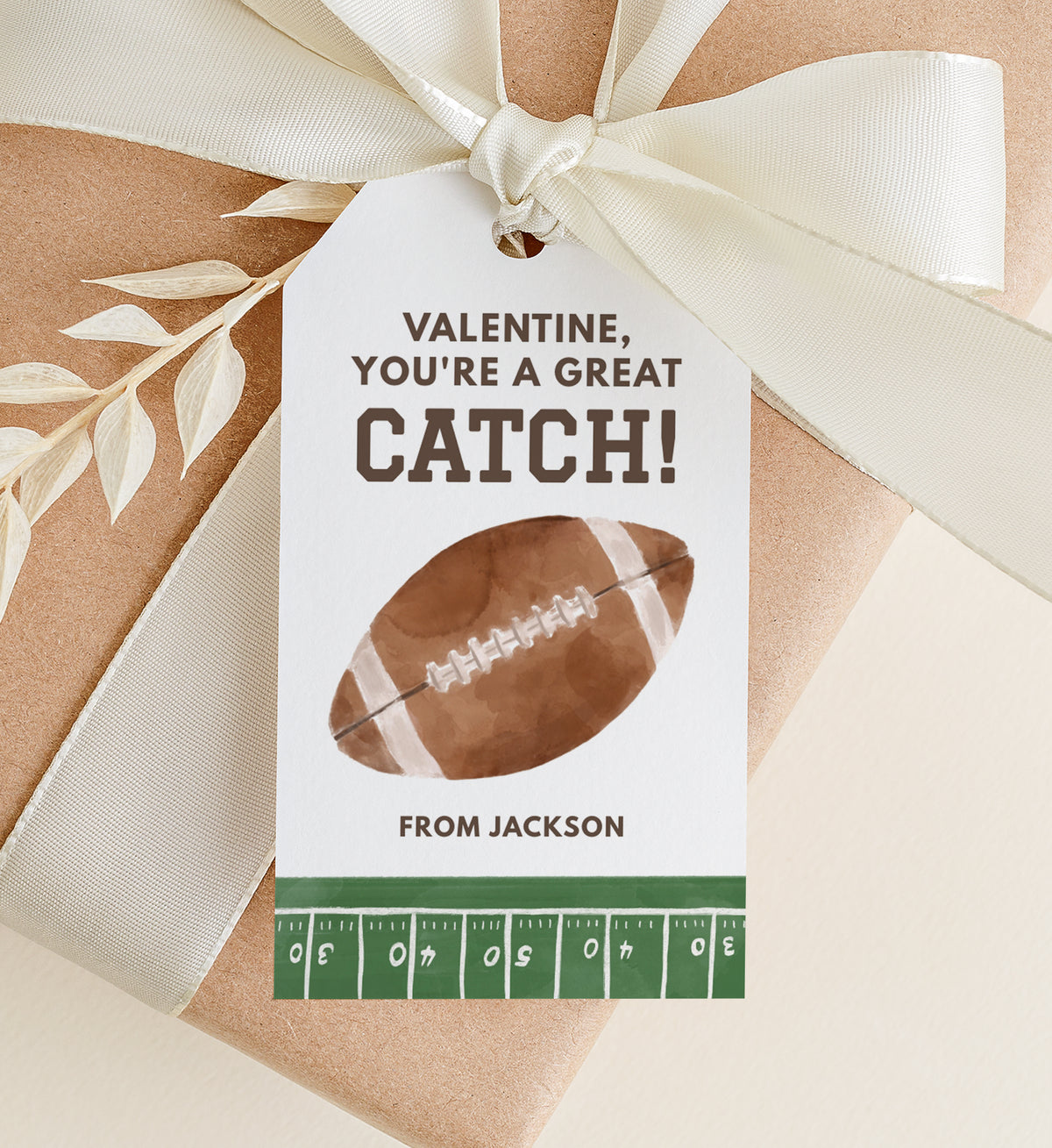 Football Valentine's Tag Template