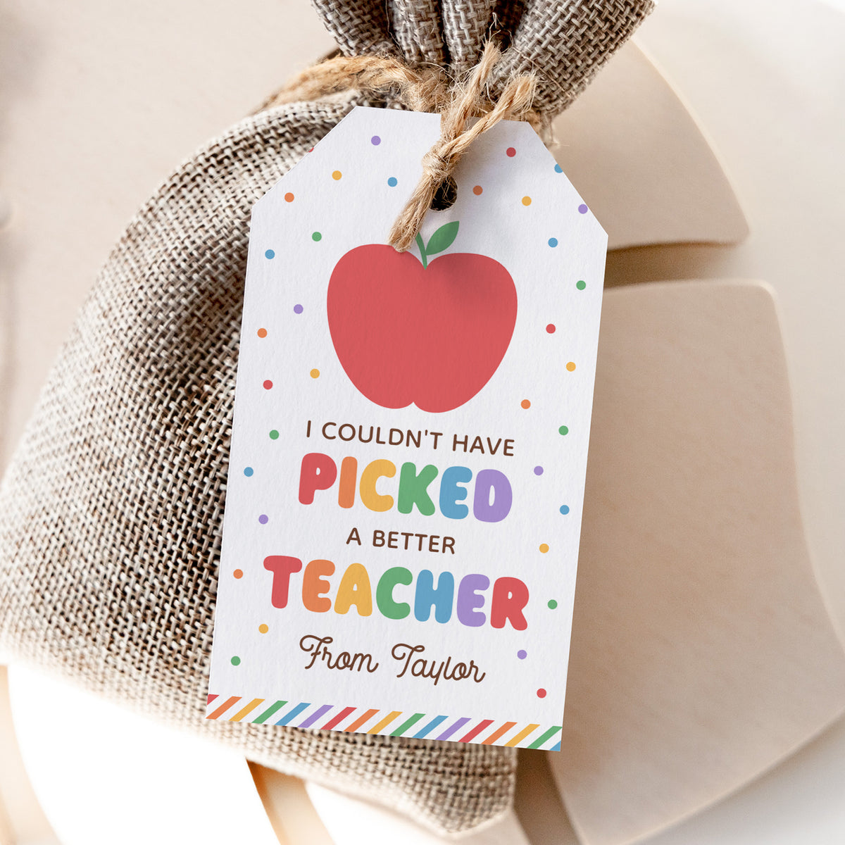Apple Teacher Appreciation Tag Template