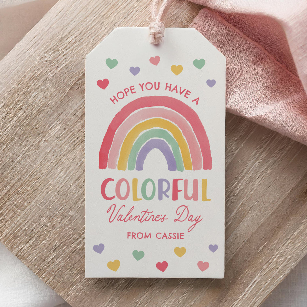 Pastel Rainbow Valentine's Tag Template