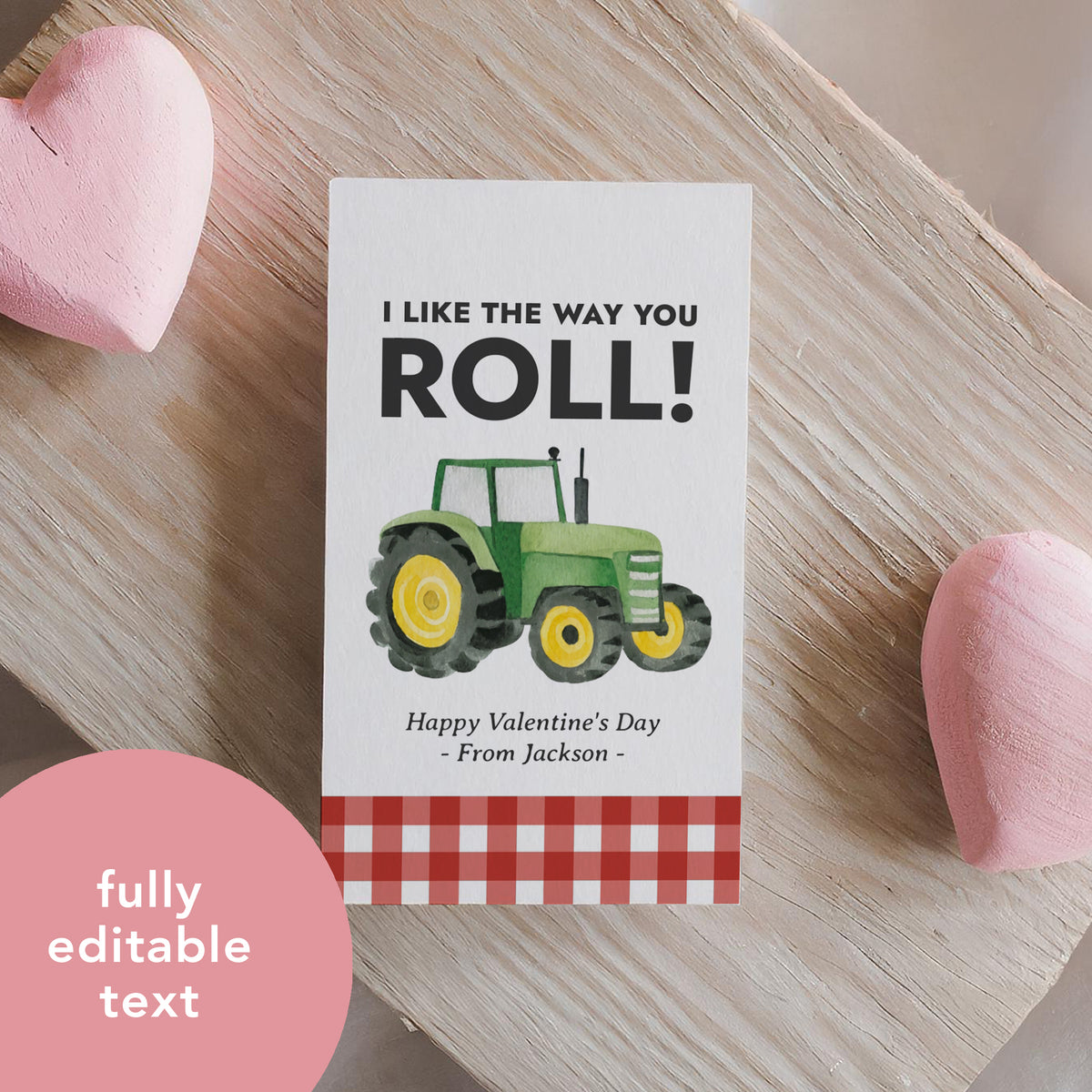 Tractor Valentine's Tag Template