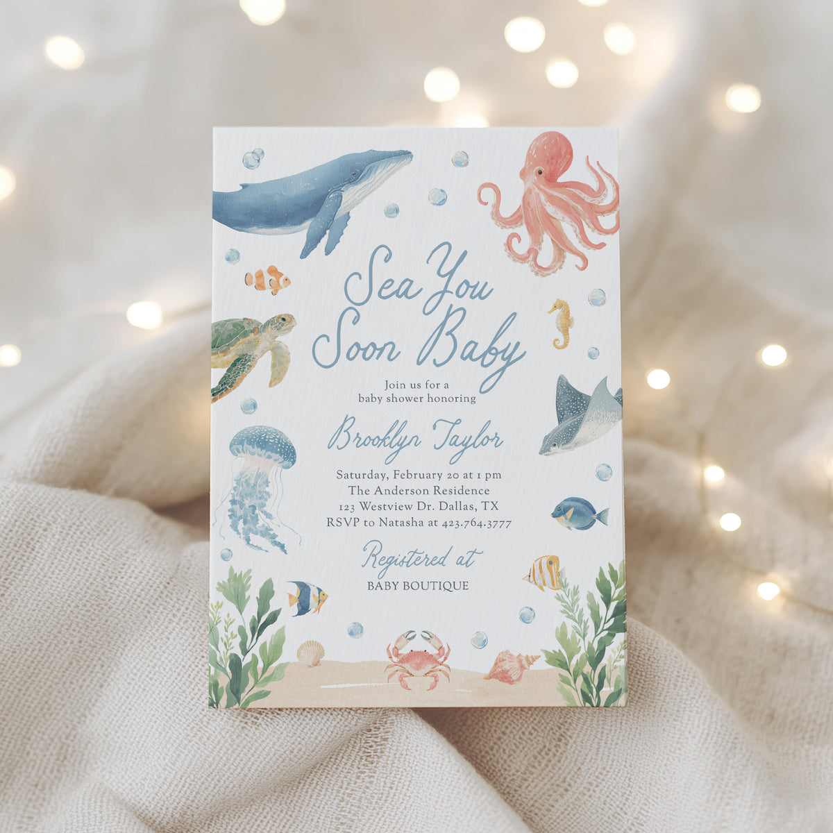 Sea You Soon Baby Shower Invitation