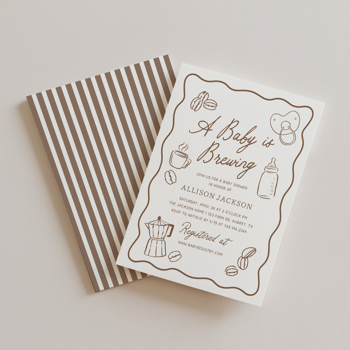 Hand Drawn Frame Coffee Baby Shower Invitation