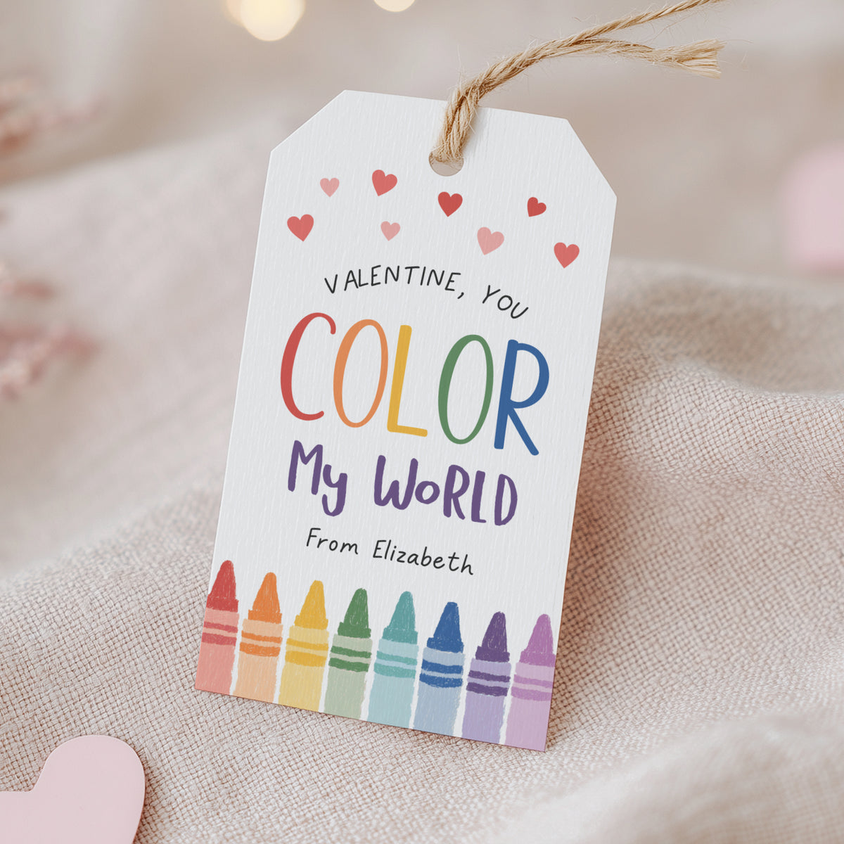 Crayon Valentine's Tag Template