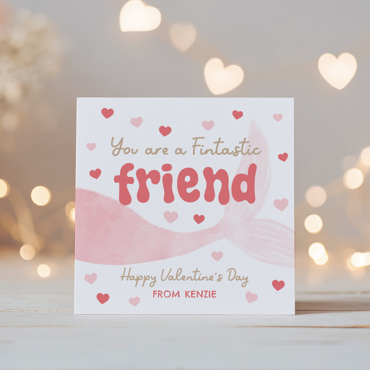 Pink Mermaid Valentine's Tag Template