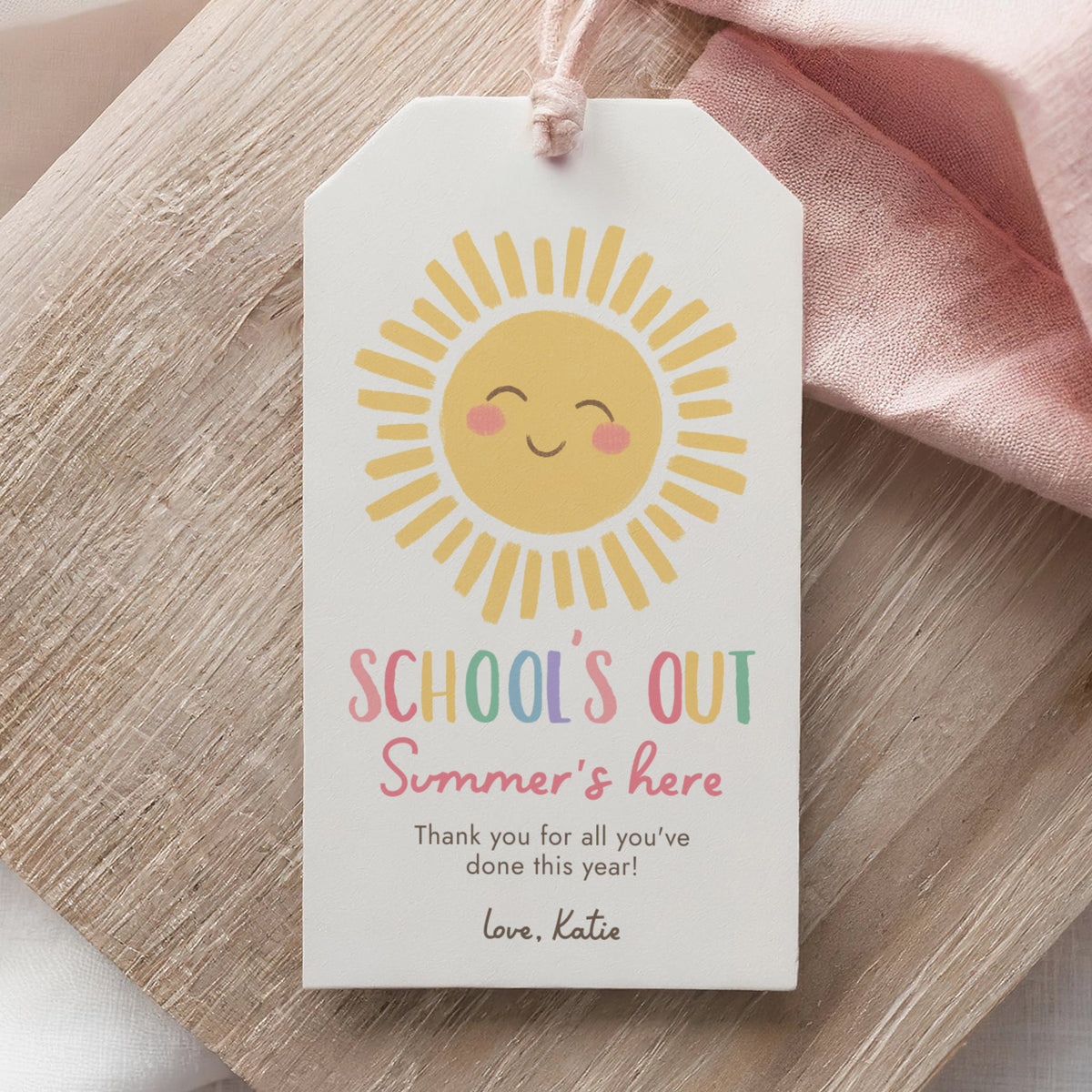 Happy Sun Teacher Appreciation Tag Template