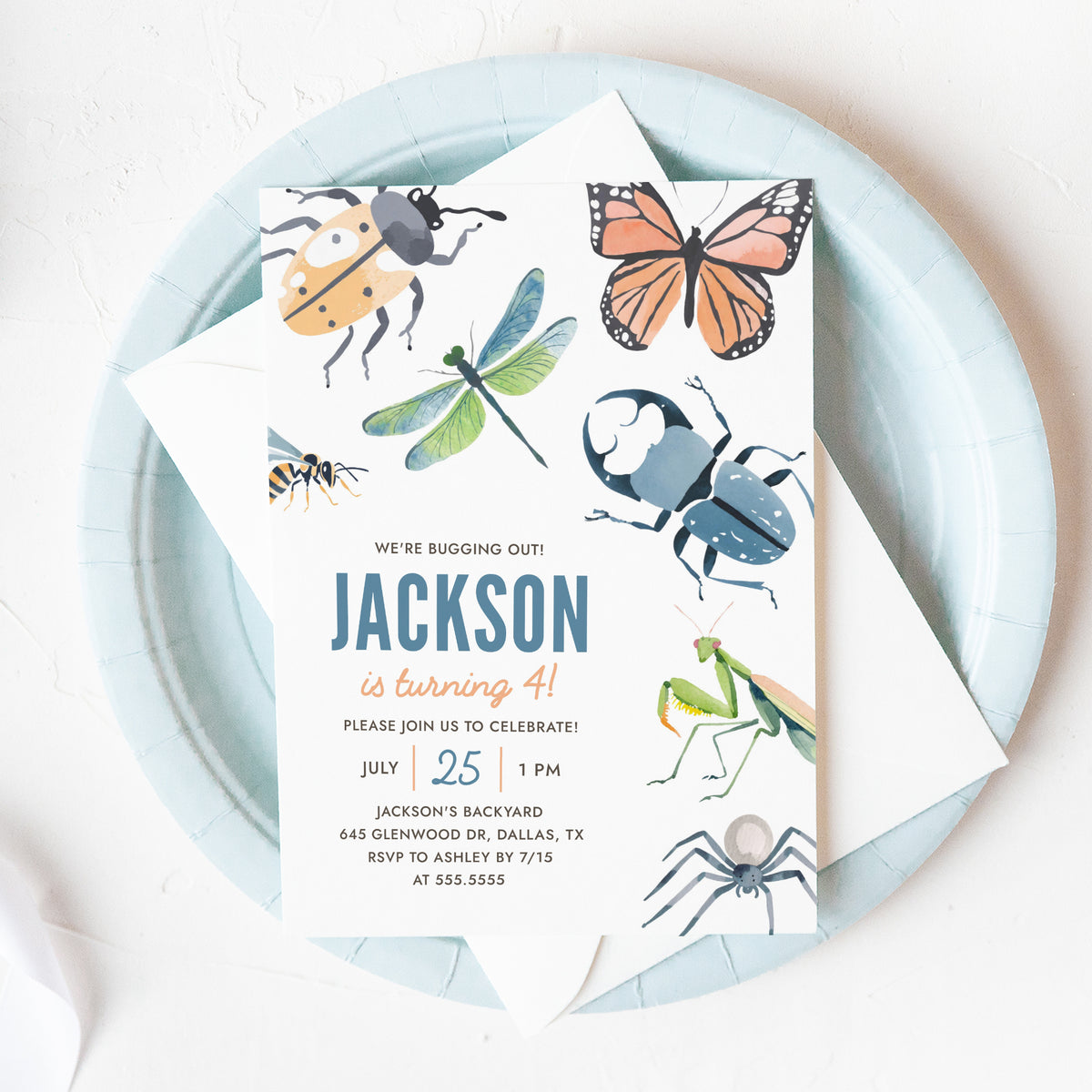 Editable Bug Birthday Party Invitation Template