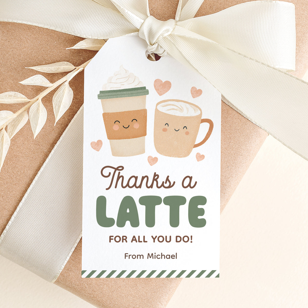 Thanks a Latte Teacher Appreciation Tag Template