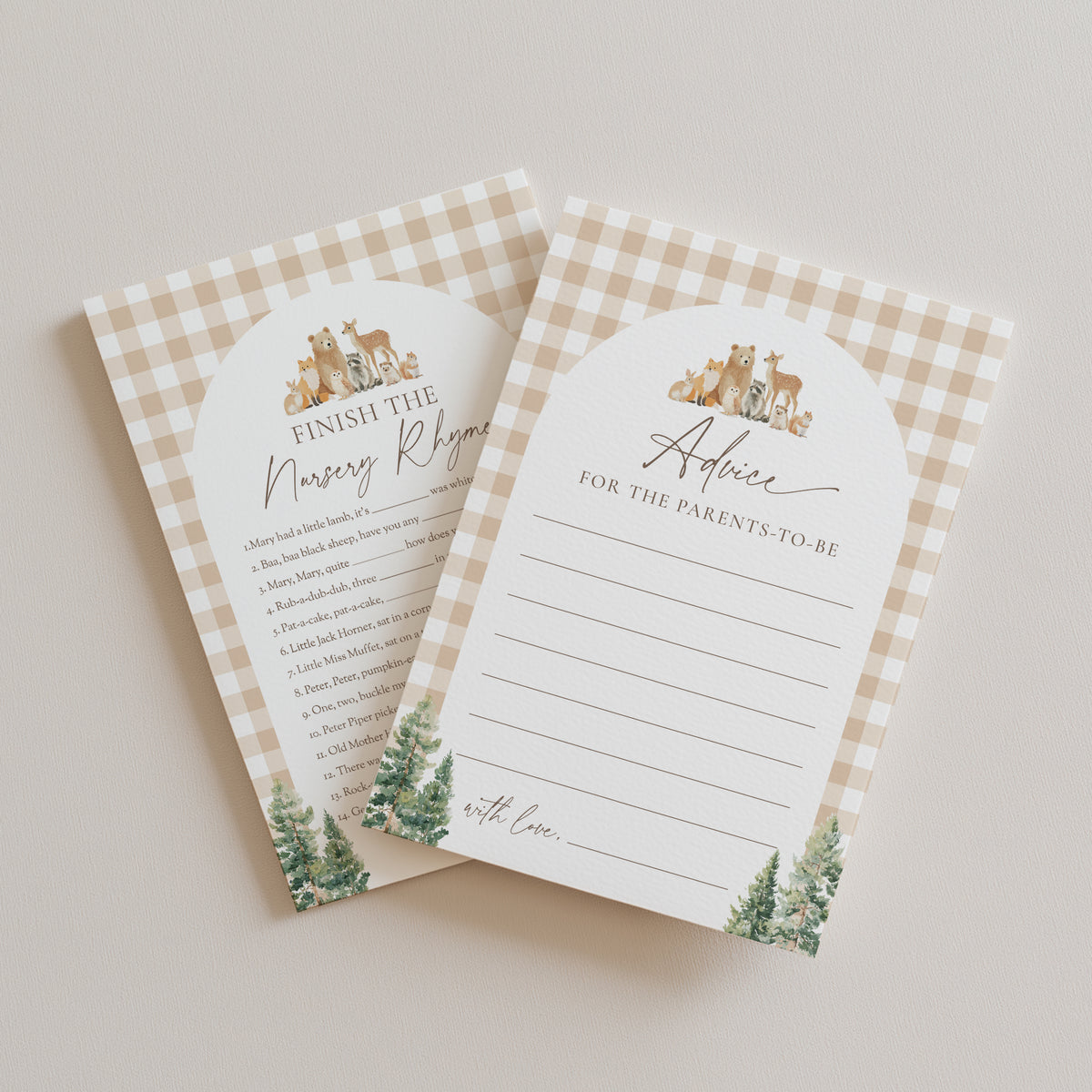 Woodland Gingham Baby Shower Games