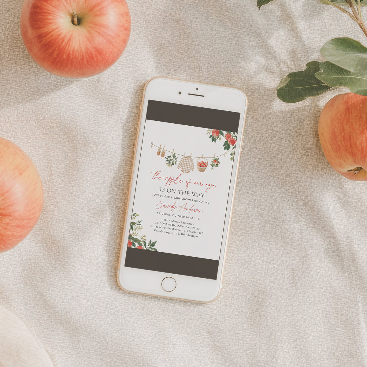 Apple Baby Shower Invitation Suite