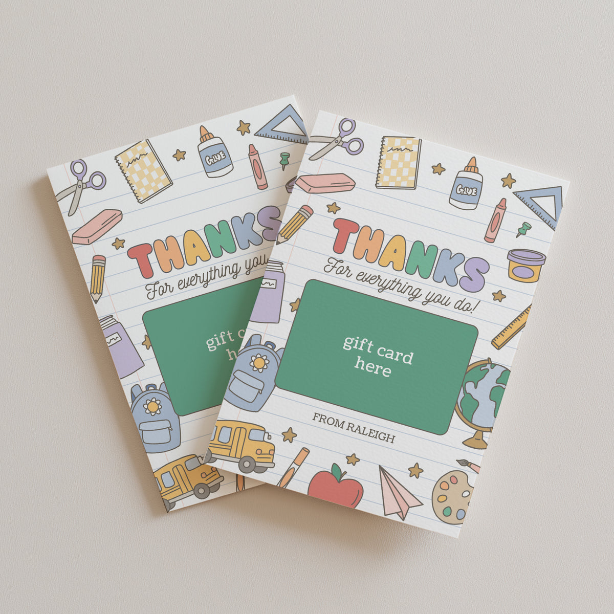 Retro School Supplies Teacher Gift Card Holder