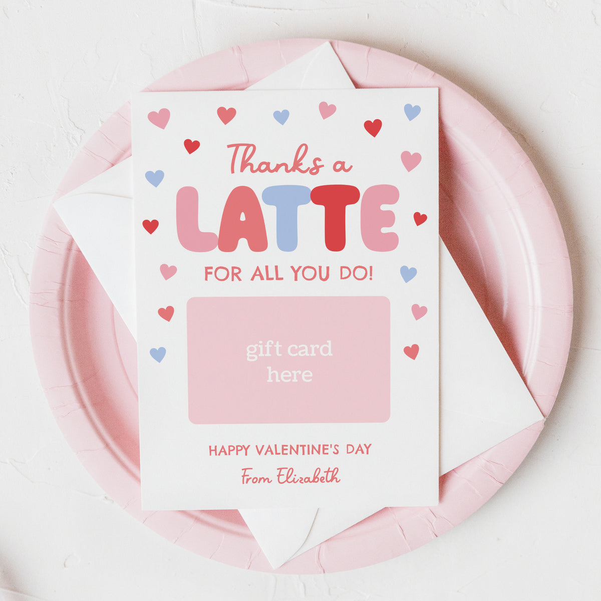 Thanks a Latte Valentine's Gift Card Holder Template