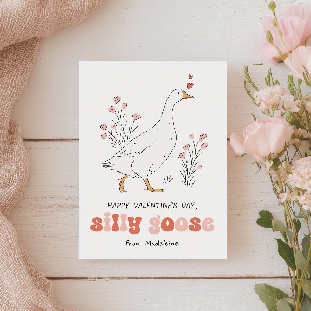 Silly Goose Valentine's Card Template