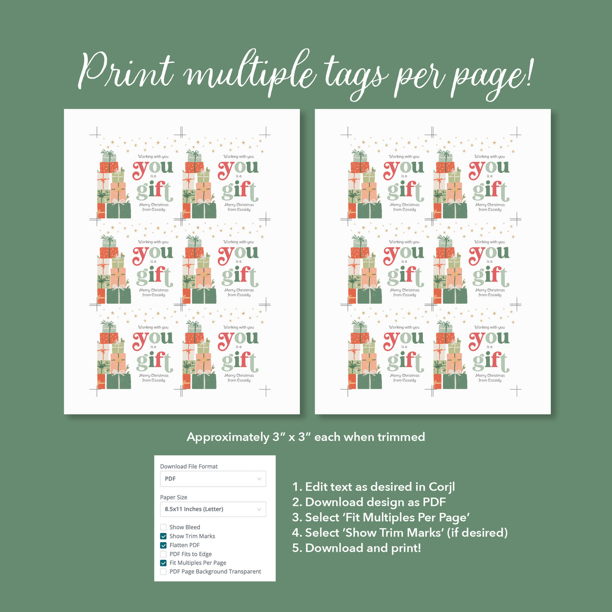 Working With You is a Gift Holiday Tag Template