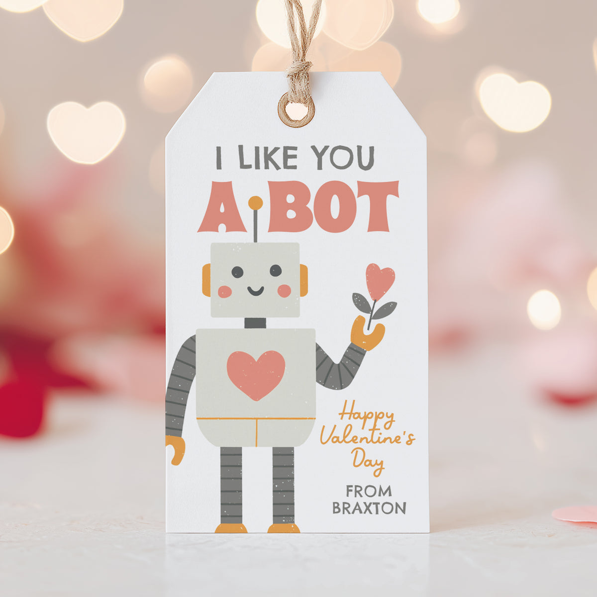 Robot Valentine's Tag Template