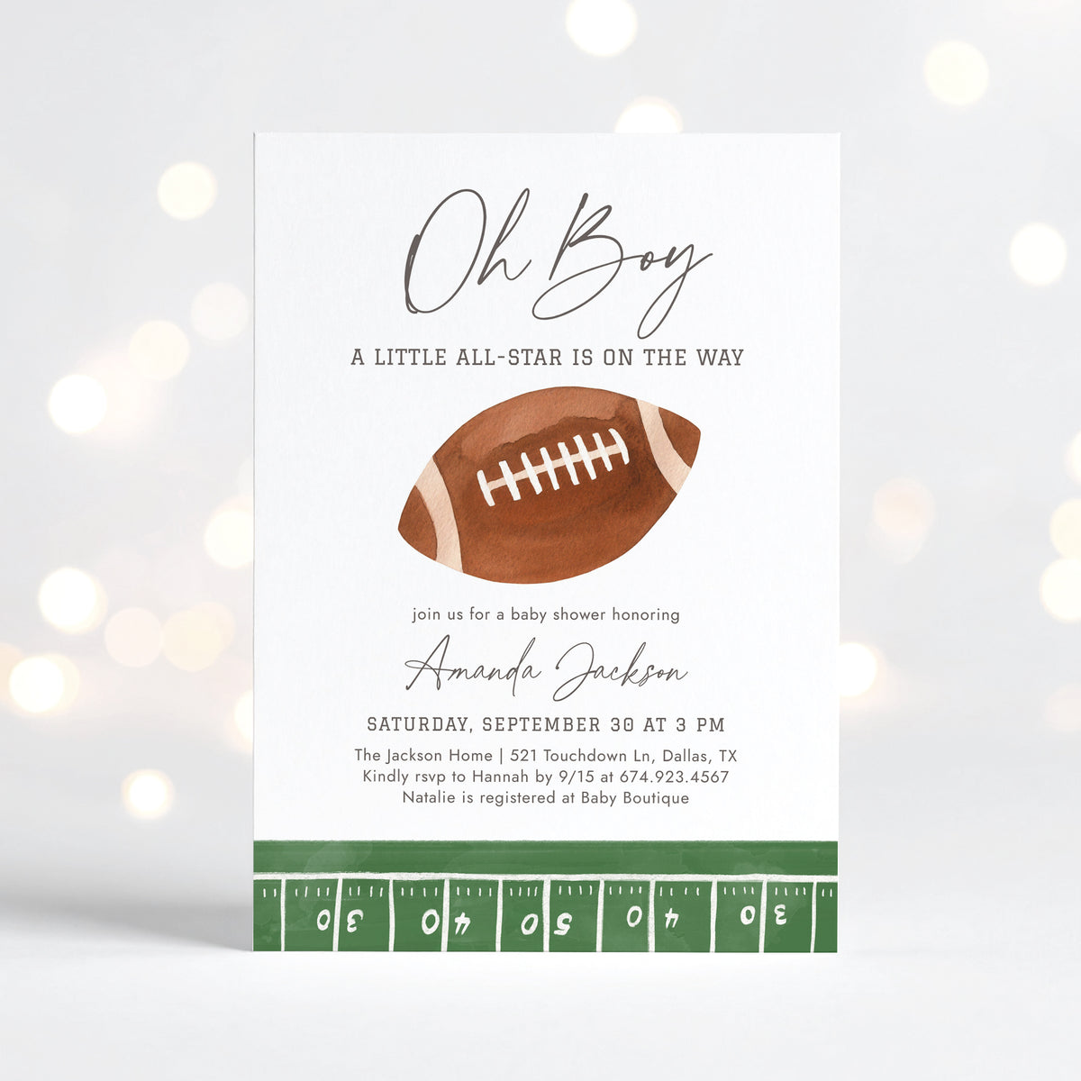 Football Baby Shower Invitation Template