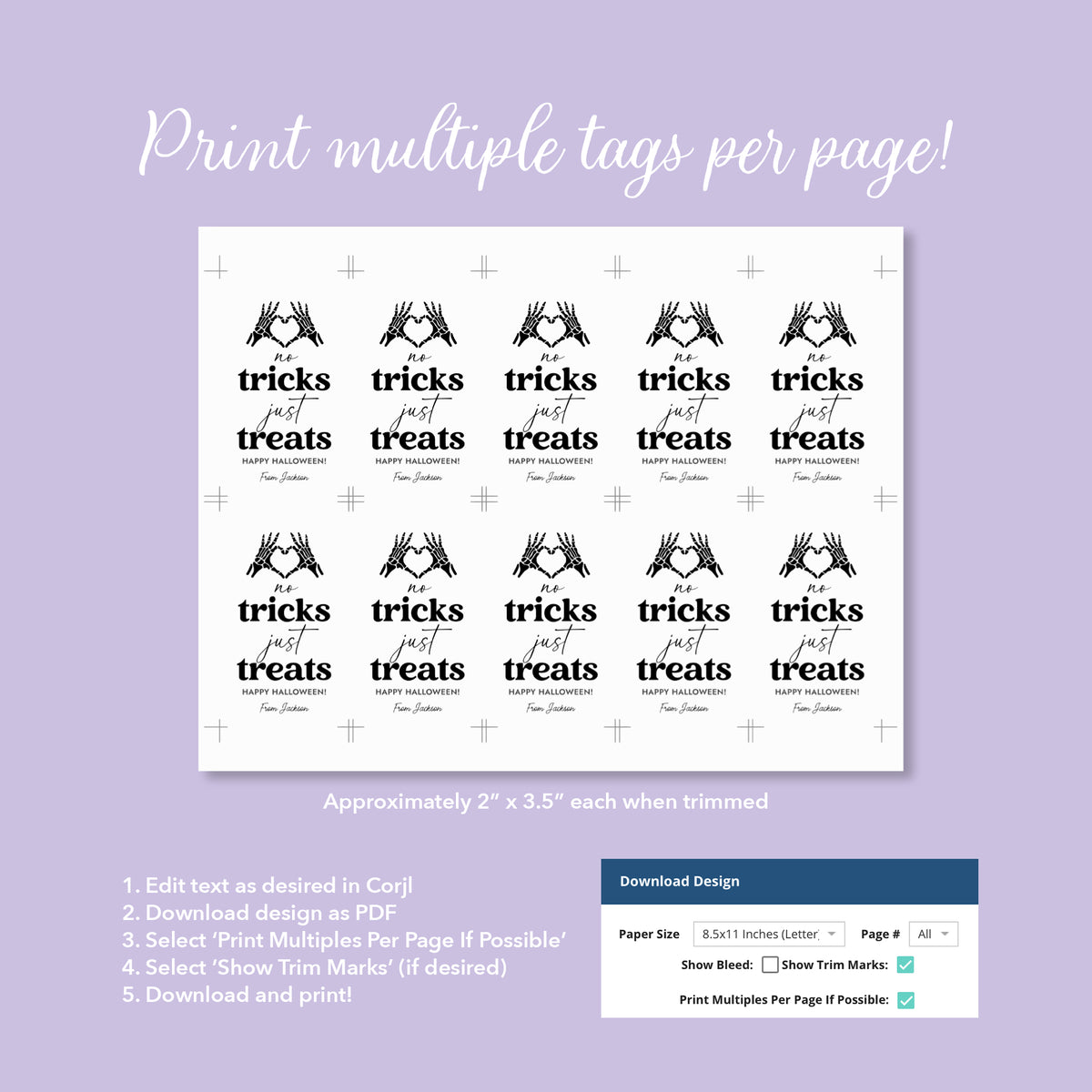 Halloween Tag Template (No Tricks Rectangle)