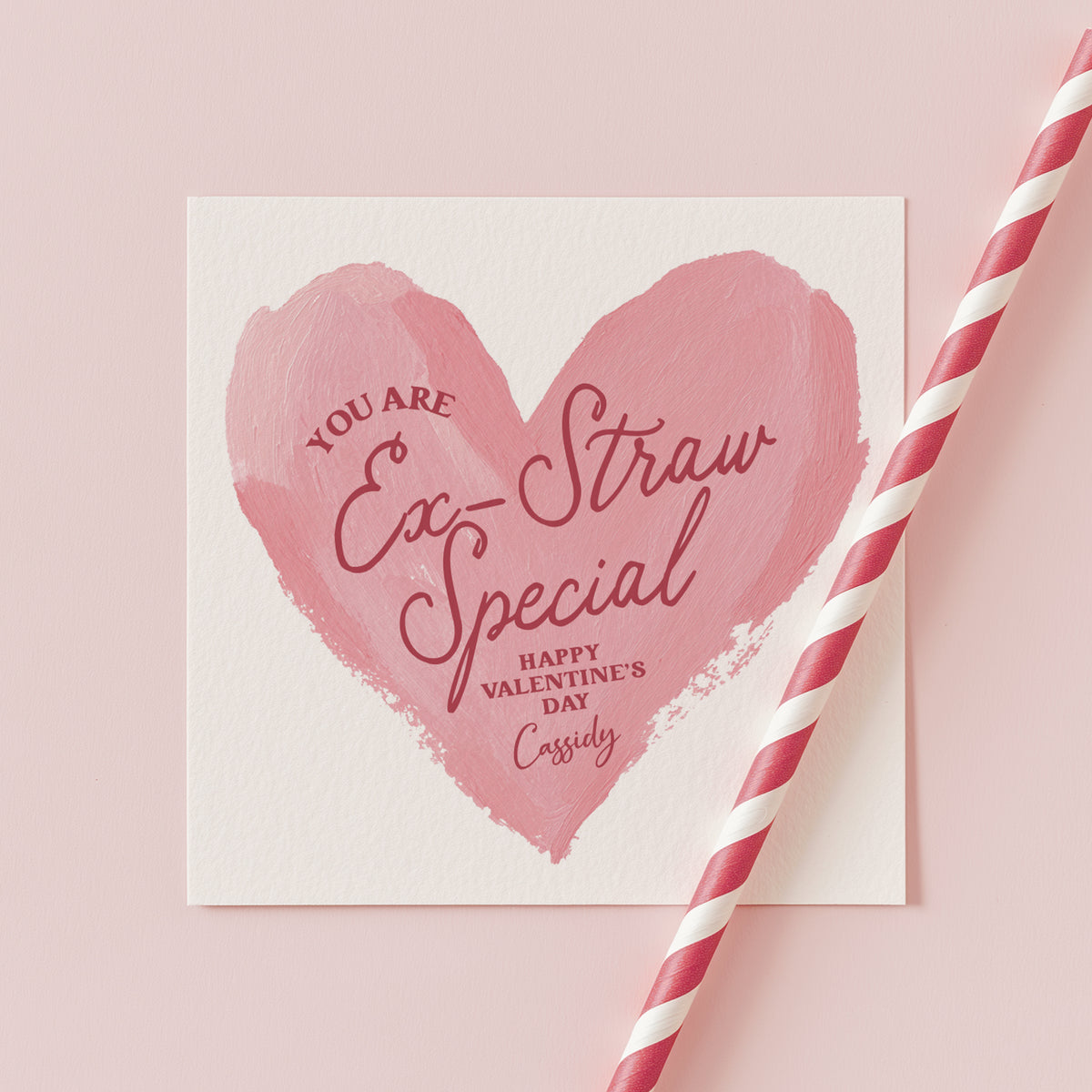 Ex-Straw Special Heart Valentine's Card Template