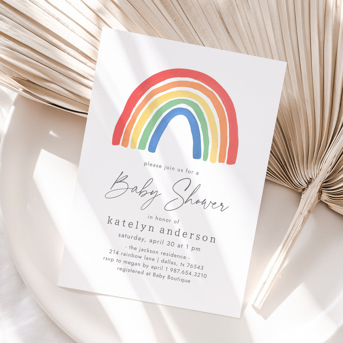 Rainbow Baby Shower Invitation