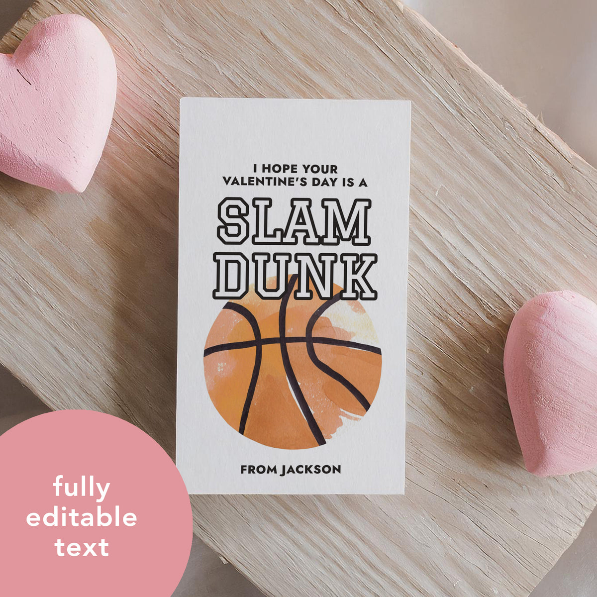 Basketball Valentine's Tag Template