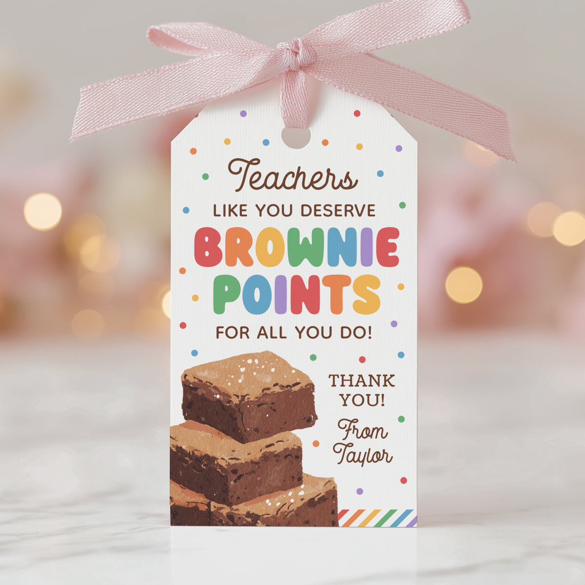 Brownie Points Teacher Appreciation Tag Template