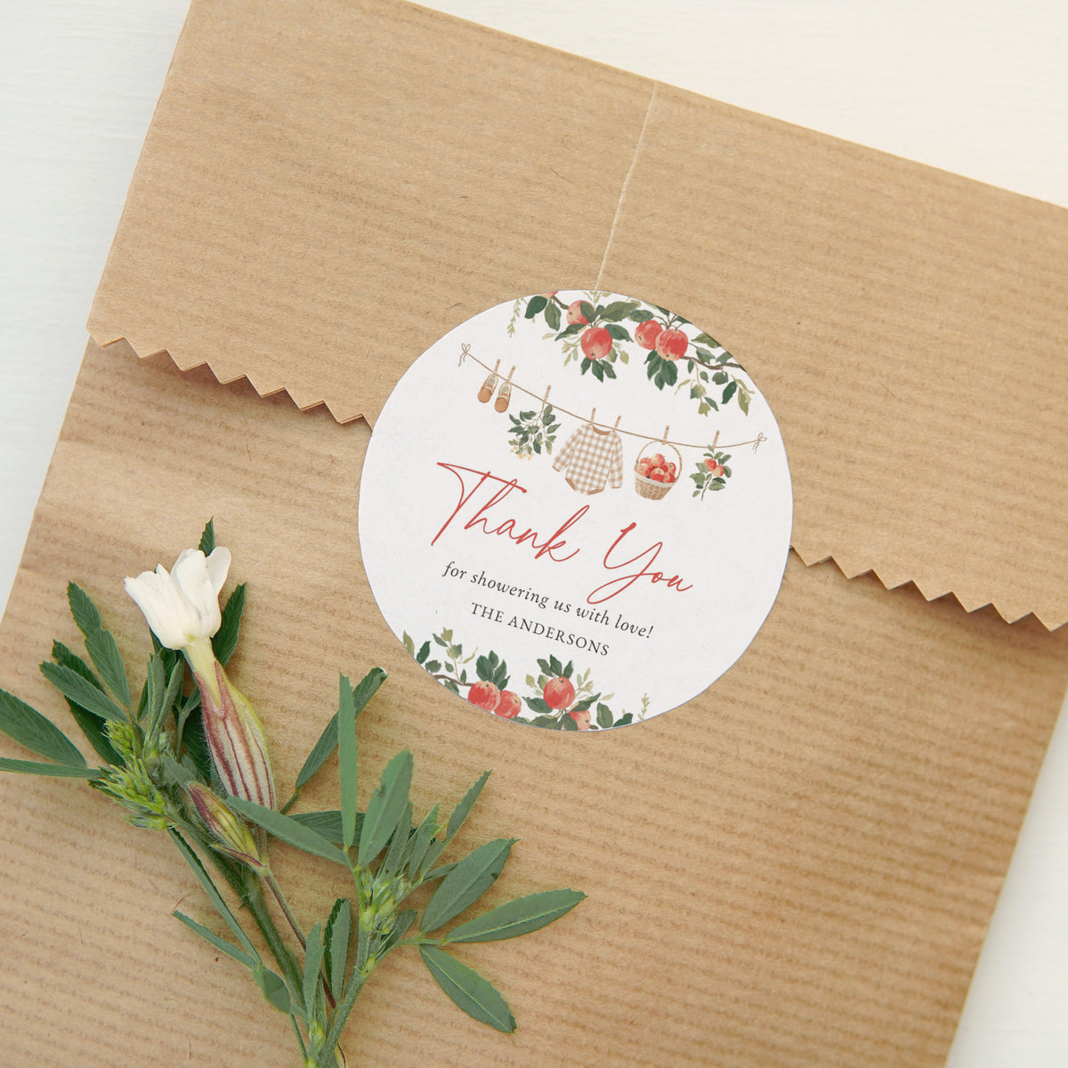 Apple Baby Shower Round Favor Tag Template