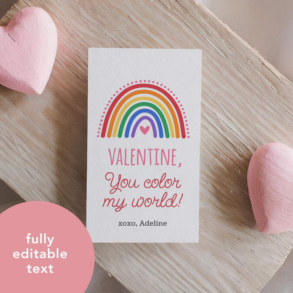 Colorful Rainbow Valentine's Rectangle Tag Template