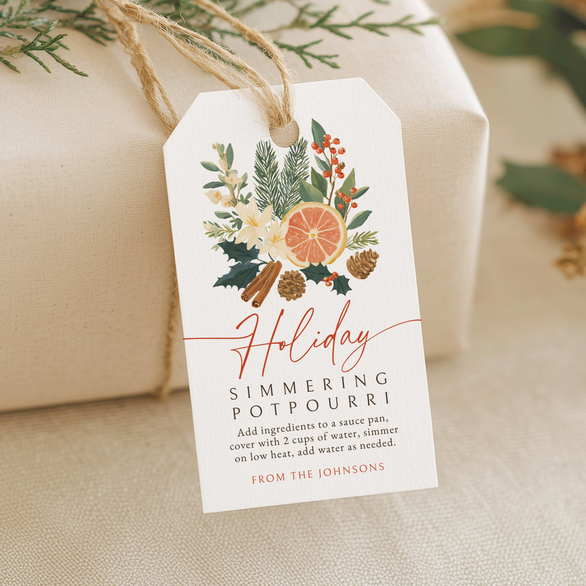 Potpourri Holiday Tag Template