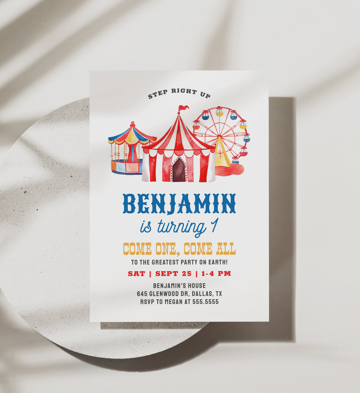 Editable Circus Birthday Invitation