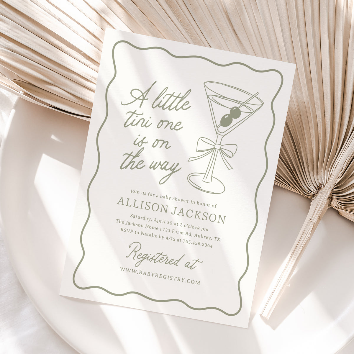 Martini Baby Shower Invitation
