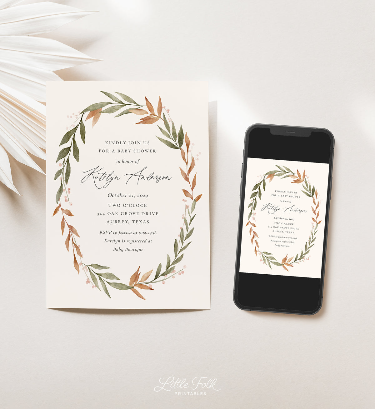 Fall Foliage Baby Shower Invitation