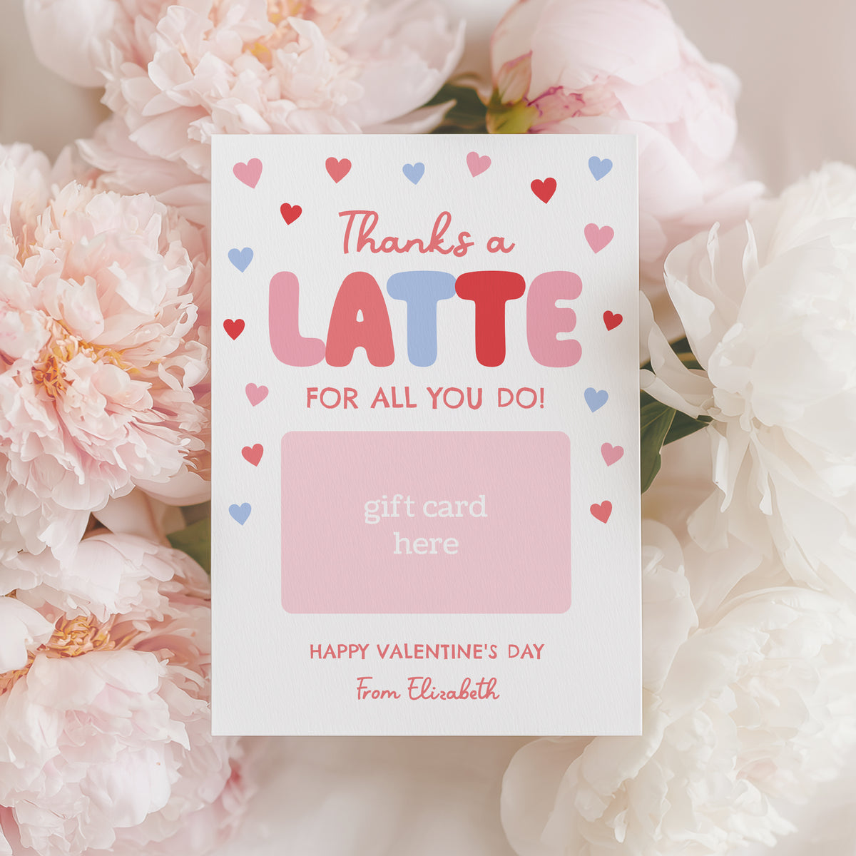 Thanks a Latte Valentine's Gift Card Holder Template