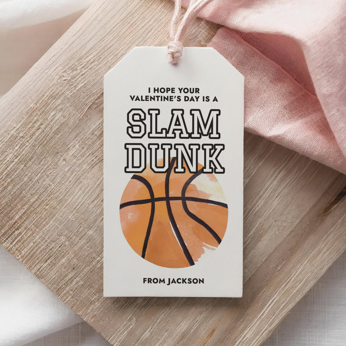Basketball Valentine's Tag Template