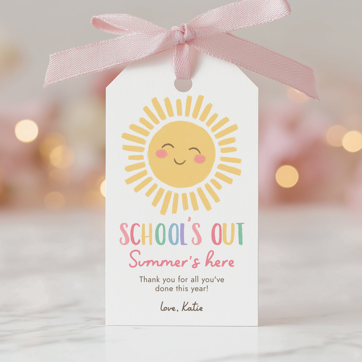 Happy Sun Teacher Appreciation Tag Template