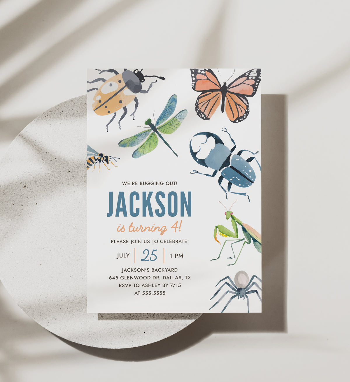 Editable Bug Birthday Party Invitation Template