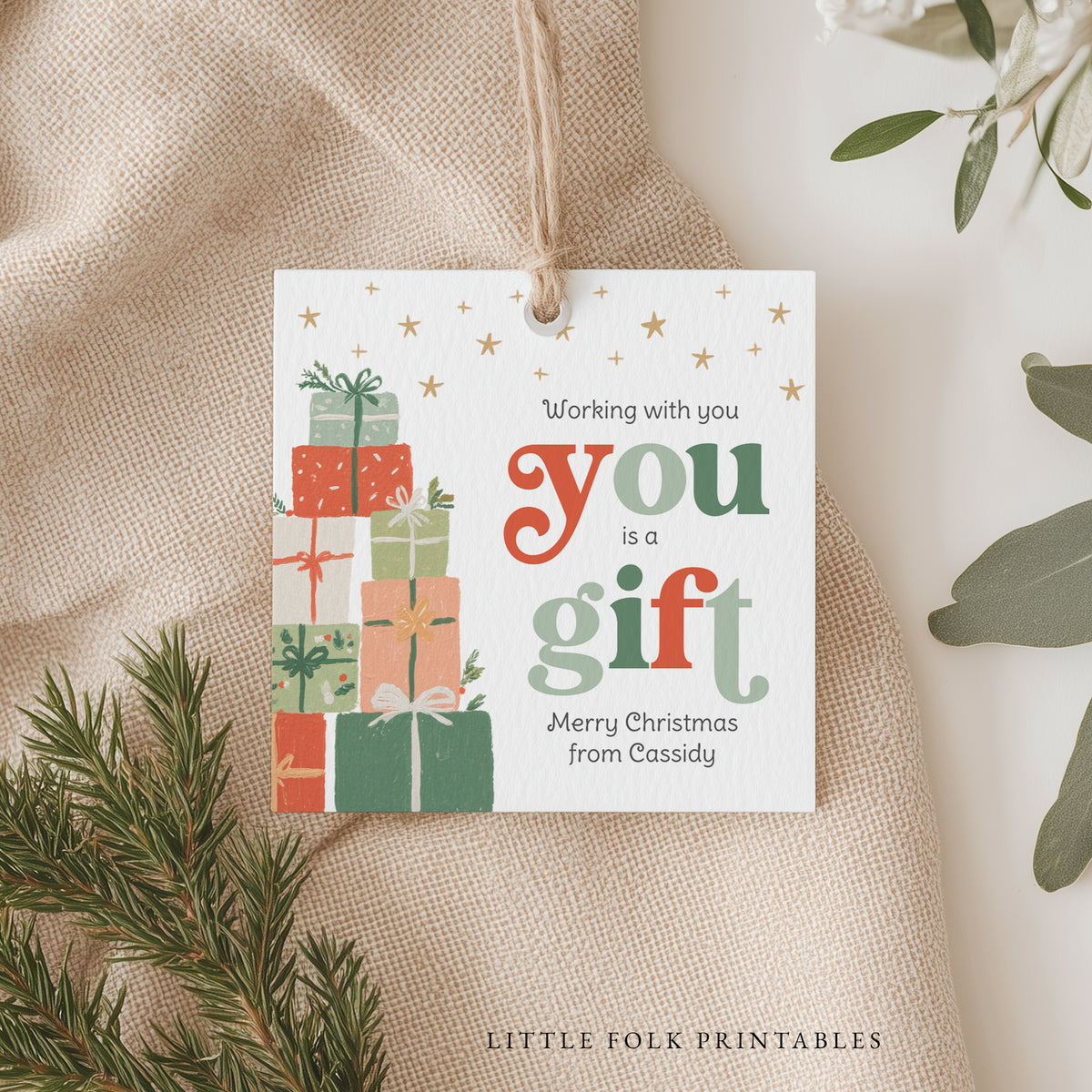 Working With You is a Gift Holiday Tag Template