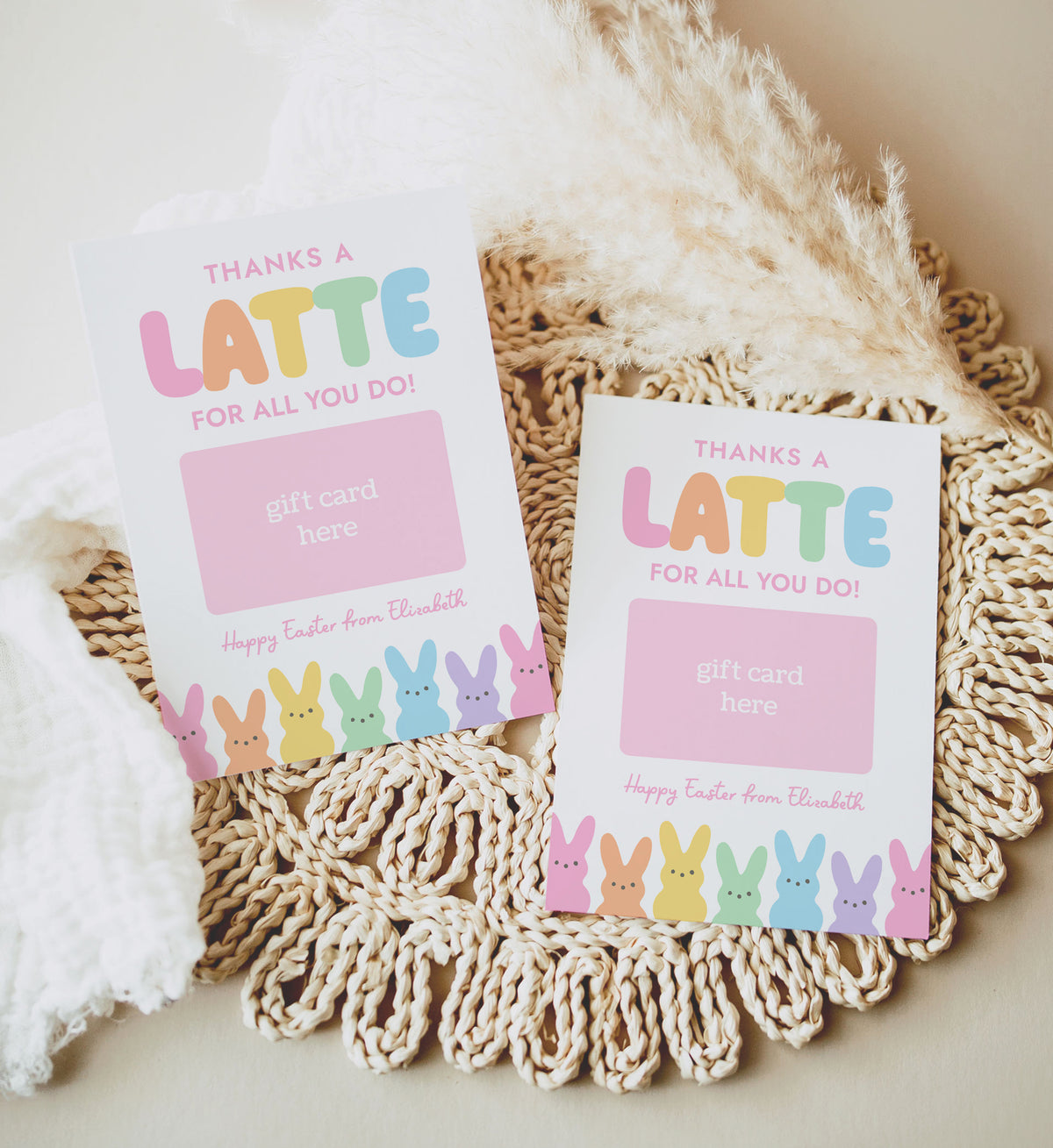 Pastel Bunnies Thanks a Latte Easter Gift Card Holder