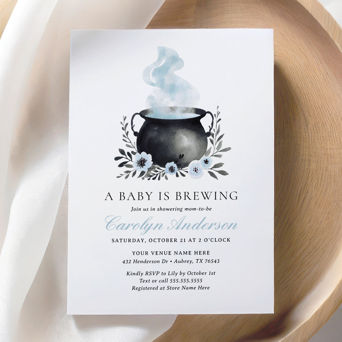 A Baby is Brewing Boy Baby Shower Invitation Template