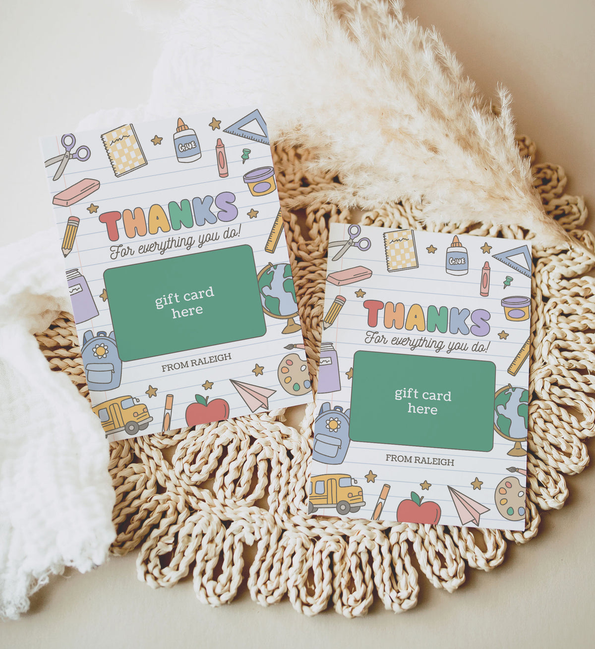 Retro School Supplies Teacher Gift Card Holder